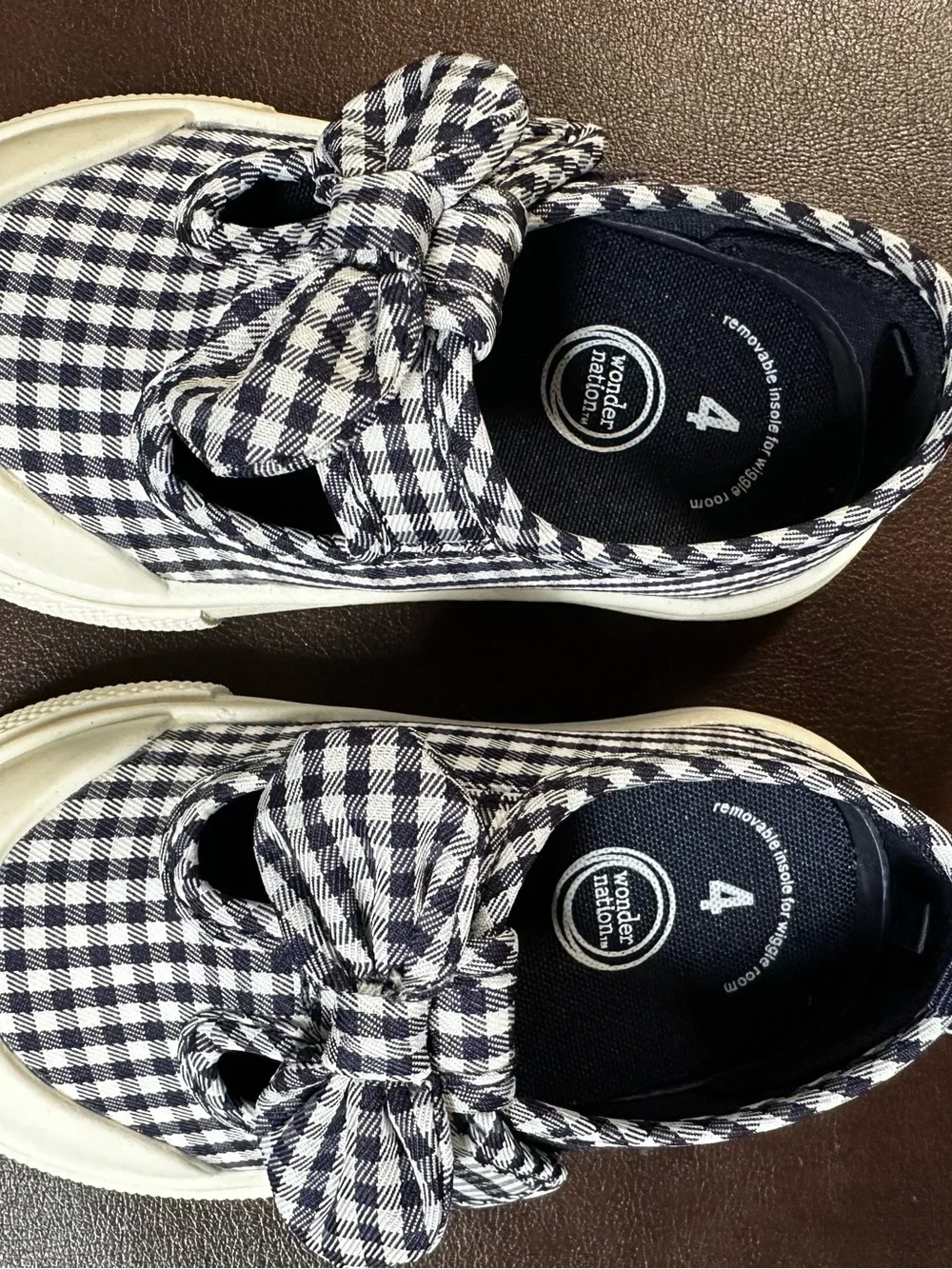 wonder nation Black & White Gingham Bow Kids' Sneakers